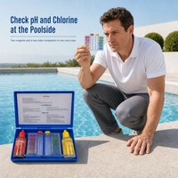 Kit de test d'eau de piscine en plastique 2-en-1 : pH, chlore et brome avec bloc de comparaison et réactifs