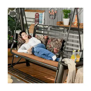 [HUAHONG] 누워있는 린 스윙 의자 안뜰 스윙 PC 태양 패널 천장 아연 도금 강철 프레임 강한 베어링 용량