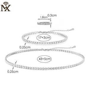 Elegante juego de tenis de circonita cúbica de 3, conjunto de anillo de pulsera de collar de pavé de Plata de Ley 925, conjunto de regalo de joyería para mujer - Product Image 6