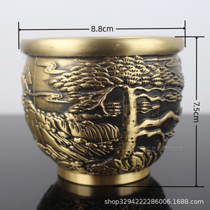 Vasi in ottone Dingtong Bai Fu, Vasi per riso in rilievo, Ornamenti da ufficio, <span class=keywords><strong>Tigre</strong></span>, Vasi portagioie, Artigianato all'ingrosso - Product Image 3