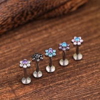 G23 Titanium 16G Filetage interne en forme de fleur Cartilage d'oreille Ecran d'oreille Ongles de nez Ongles de lèvre Bijoux perforés