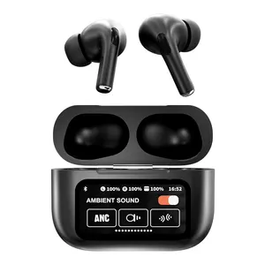 New 2024 TWS In-Ear Earbuds ANC Wireless Earphones A9 Pro Earbuds LED Touch Screen GPS Noise Cancelling LED Alarm Clock