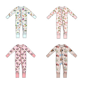 지퍼 폐쇄 대나무 아기 니트 장난 꾸러기 도매 아기 거품 장난 꾸러기 세트 - Product Image 1