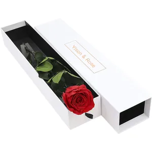 Custom logo forever eternal deep love flower box preserved single valentine's day flower box with drawer gift packaging rose box