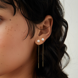 Pendientes de Plata de Ley 925 CANNER con Incrustaciones de Circonio, Diseño de Cadena con Borlas, para Mujer, Chapados en Oro de 18k S925 - Product Image 4