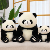 Peluche géante Panda moelleuse et douce, jouet en peluche Panda assis Kawaii, poupée en peluche Panda noir et blanc, logo personnalisé, cadeau de vacances