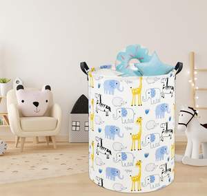 Pliable bébé <span class=keywords><strong>panier</strong></span> à linge mignon bleu Animal Design enfants stockage jouet Bin organisateur pour pépinière maison chambre décor - Product Image 2