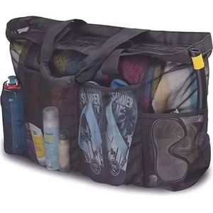 Large Mesh <b>Beach</b> <b>Bag</b>, Breathable Mesh Tote With Zipper Pockets, Portable Large Capacity Finishing Organizer <b>Bag</b> shopping <b>bags</b> - Product Image 1