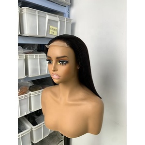 सस्ते सुपर डबल खींचा वर्जिन ब्राजीलियन बाल ग्लूलेस एचडी हड्डी सीधे फीता विग 4x4 पारदर्शी फीता बोब10इंच मानव बाल - Product Image 5