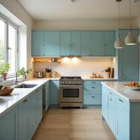 Set Kabinet Dapur Modern Lengkap Pabrik Langsung Furnitur Dapur Kayu Kustom untuk Proyek Apartemen