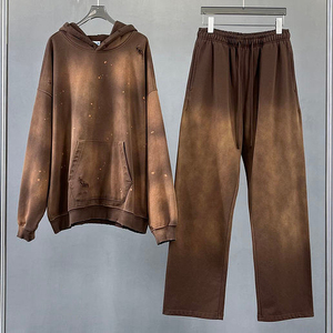 Vintage Oversized Hoodie Custom Heavyweights Acid Washed Streetwear Embroidered Distressed Hoodie Wholesale for Autumn Season - Product Image 4