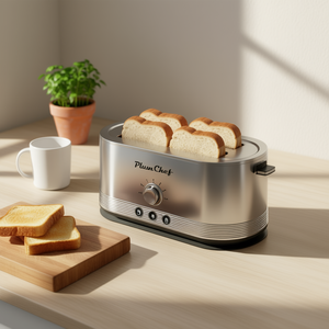 Tostadora PlumChef de 4 Rebanadas, 1350W, Acero Inoxidable, 7 Ajustes de Tostado, Antihuellas, Antiatascos, Carcasa Completa - Product Image 2