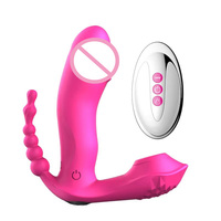 3-in-1 Analperlen-Stimulation Klitoris-Vibrator Damen Unterwäsche-Vibrator mit Fernbedienung G-Punkt-Dildo Tragbarer Vibrator für Frauen