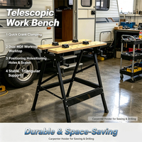 Banc de travail pliable portable YS Brand pour le travail du bois, avec construction en acier et bois, revêtement poudré