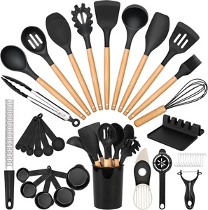 Ensemble d'ustensiles de cuisine en silicone résistant à la chaleur, spatules et outils de cuisson en silicone - Product Image 1