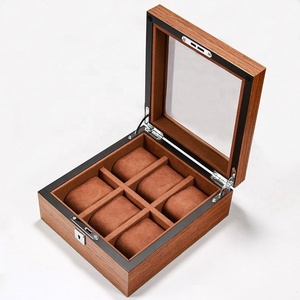 Boîte de rangement pour montres en bois classique, anti-poussière, avec couvercle transparent et coussinets doux, 5/6/8/10/12/18 compartiments - Product Image 2