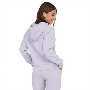 Women's Casual Outdoor Full Zip-Up Hoodie Long Sleeve Solid Color Cotton Blend Lightweight Pullover Sweatshirt Hoodie - Product Image 4