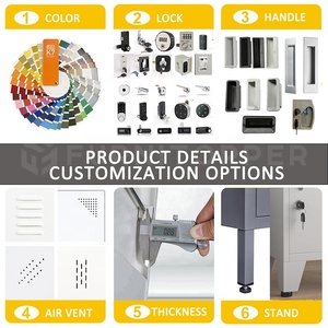 Armario Metálico de Almacenamiento con 2 Puertas, Desmontable, de Acero, con Barra para Colgar Ropa, con Cerradura con Llave para Ropa - Product Image 4