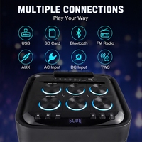 Enceinte portable sans fil MT-1212, 100W RMS, 12 pouces, USB, AUX, RGB, micro intégré, télécommande, son large bande, idéale pour les soirées