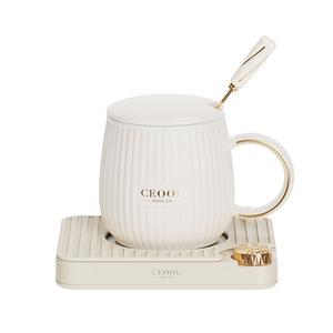 Ceool Heated Cup <b>Mat</b> Rectangle 55C Constant Temperature Ceramic Coffee Mug Warmer With <b>Safety</b> Protection For Office Home - Product Image 3