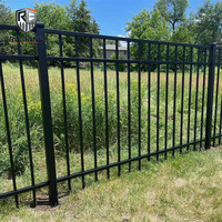 Panneaux de clôture de jardin tubulaires en fer forgé, en acier, à sommet plat, décoratifs, modernes, pour piscine, vente en gros