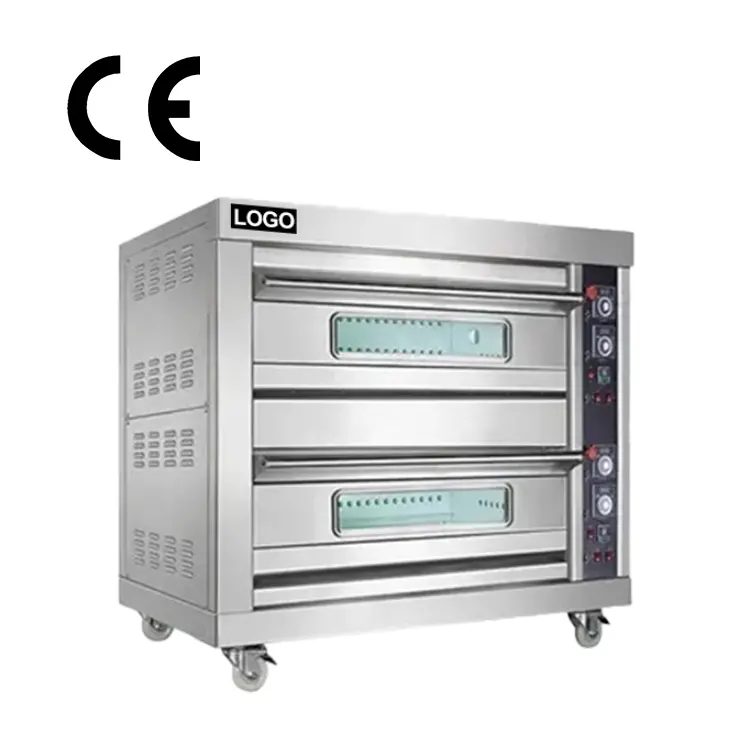 Forno elétrico de alta qualidade para indústria elétrica, 6 bandejas, bancada comercial, preço de 2 camadas, forno elétrico para pizza, de convés único, comercial