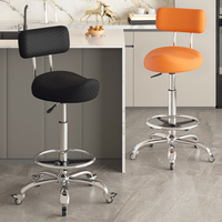 Tabouret de bar universel à roulettes pour cuisine et salle à manger, chaise pivotante surélevée en cuir pour caissier, coiffeur et esthéticienne