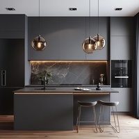 Ensemble d'armoires de cuisine modulaires en MDF acrylique écologique de style européen moderne philippin avec charnières, robinet, évier et crédence pour appartement