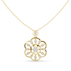 Colgante de Diamantes en Forma de Media Luna con Diseño Floral en Oro Rosa, en Oro de 14K y 18K, Cadena de Eslabones Chapada en Oro, Joyería Elegante y de Lujo - Product Image 5