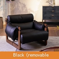 Fauteuil inclinable rétro en bois massif de style antique avec revêtement en cuir jersey pour personne paresseuse et décontractée pour le salon
