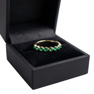 Gold Plated Green <b>Crystal</b> Eternity <b>Ring</b> Round Brilliant Cut -Women Jewelry for Gift Party - Product Image 3