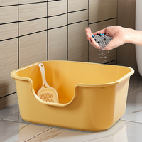 Toilette automatique pour chat extra large XXL, ronde, en plastique semi-fermée, anti-éclaboussures, bac à litière facile à nettoyer, en matériau PP