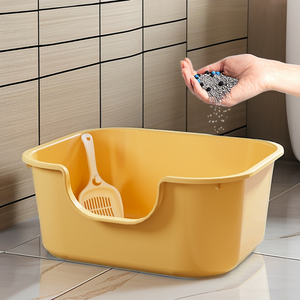 Bac à litière automatique <span class=keywords><strong>XXL</strong></span> extra large <span class=keywords><strong>pour</strong></span> <span class=keywords><strong>chat</strong></span>, rond, en plastique semi-fermé, anti-éclaboussures, facile à nettoyer, en matériau PP - Product Image 3