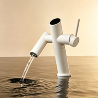 Robinet de lavabo thermostatique blanc à poignée unique, design moderne, pour lavabo sur comptoir