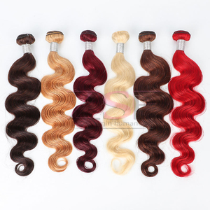 Bán buôn lớp biểu bì phù hợp Ấn Độ Trinh Nữ tóc số lượng lớn bện ướt lượn sóng màu đỏ tóc con người không dệt bó - Product Image 4