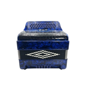 Acordeón SEASOUND de 34 Botones, 12 Bajos, 3 Registros, Cuerpo de Celuloide Azul, Rejilla Negra, Botones Negros, Acordeón Diatónico JB3412C - Product Image 2