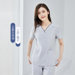 Pantaloni a gamba dritta Fashional antirughe <span class=keywords><strong>Spa</strong></span> uniforme scollo a V Slim Fit set Cargo <span class=keywords><strong>Petti</strong></span> - Product Image 3