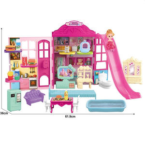 Petite maison de jeu en plastique avec figurines, jouets parfaits pour les tout-petits, pour les filles de 3 à 6 ans, maison de poupée pour jouer - Product Image 1