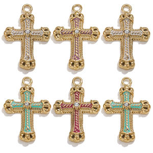 A2335 breloque croix mode en acier inoxydable cristal cz breloque croix collier pendentif pour la fabrication de bijoux diy - Product Image 3