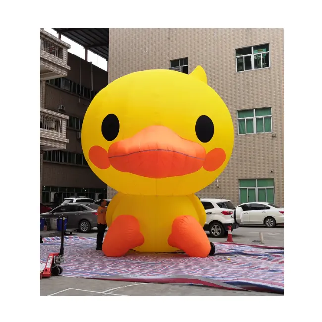 6m Cute Duck Character Pvc Inflatable Yellow Duck Cartoon Mascot Balloon