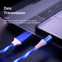 Câble USB magnétique 3 en 1 LED de haute qualité, 7 broches, charge rapide, câble USB 3 en 1, câble de chargeur de téléphone portable