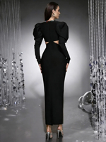Robe de Soirée Longue, Manches Longues, Style Bandage, de Qualité, Décontractée, Chic et Glamour, sur Mesure