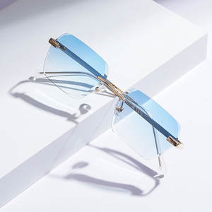 FW 21582ビンテージメンズメタルリムレスサングラスカスタムロゴブランドデザイナーファッションサングラス - Product Image 6