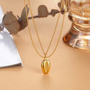 Collares de Joyería Fina con Textura Metálica Chapados en Oro de 18k, Collares con Colgante de Acero Inoxidable a la Moda para Mujeres/Hombres - Product Image 5