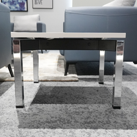 Table basse carrée en bois et en acier inoxydable, minimaliste et moderne, bureau à domicile, réception, mobilier de bureau, table d'appoint