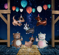 Nouveau mat anniversaire chapeau ballon animal de compagnie en forme de feuille ballons dessin animé Husky Bago chien tacheté pour les décorations de fête