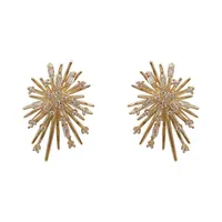 Boucles d'oreilles de luxe légères et polyvalentes pour femmes, style français, effet feux d'artifice super flash et exagéré, bijoux tendance