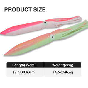 Vỏ mực Váy cổ phiếu bán buôn 12in sáng dài váy bạch tuộc thu hút ngoài khơi chèo thuyền câu cá cá ngừ wahoo trolling thu hút - Product Image 4