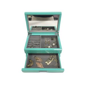 High Gloss Lacquered Wooden Jewelry <b>Box</b> Organizer, Large Jewelries Storage Holder With Mirror <b>Earring</b> Necklace Bracelet - Product Image 1