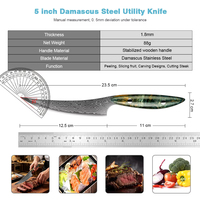 Couteau de cuisine utilitaire en acier Damas de haute qualité, couteau à steak japonais VG10, manche ergonomique en bois stabilisé pour restaurant
